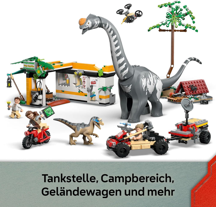 LEGO Jurassic World Raptor & Titanosaurus: Grosse Fährtensuche – 2 Spielzeug Dinosaurier Figuren, EI