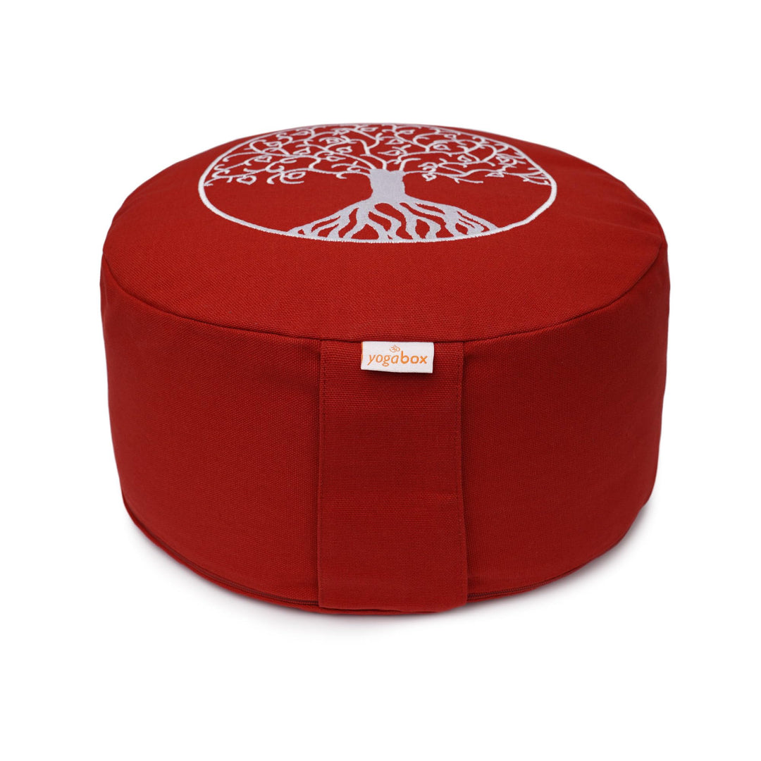 Yogabox Meditationskissen Glückssitz® Lebensbaum bordeaux, bordeaux