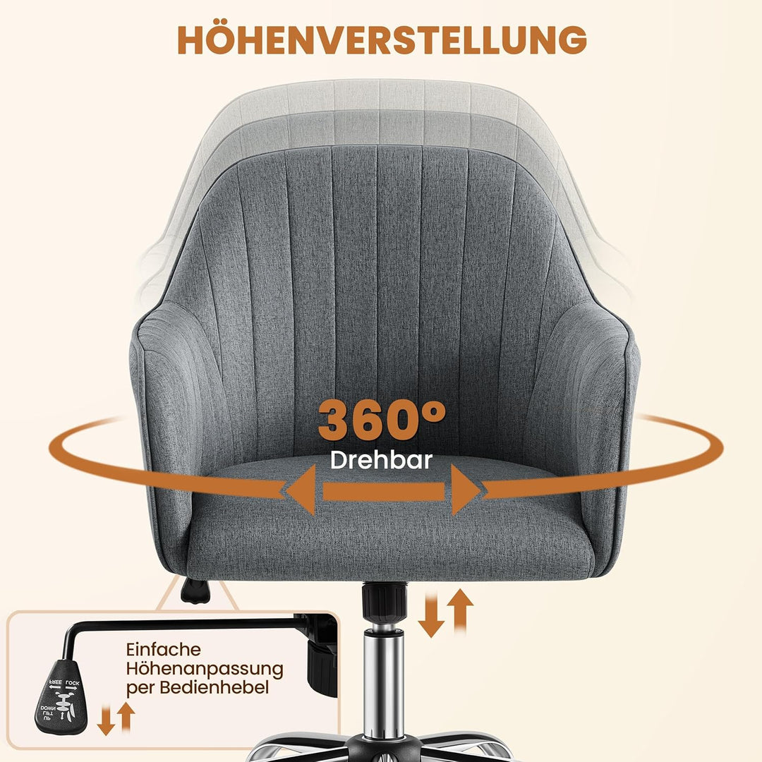 Yaheetech Homeoffice Stuhl, Schminkstuhl, Schreibtischstuhl, höhenverstellbar Drehstuhl, Bürostuhl m