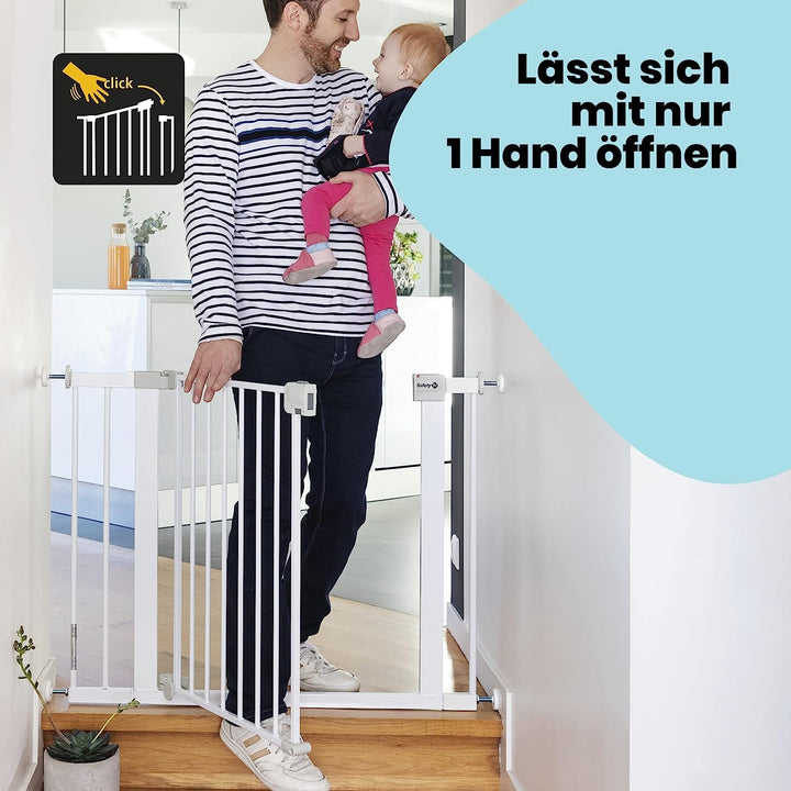 Safety 1st Auto Close, Ausziehbares Schutzgitter, Klemmgitter für die Treppe, Babygitter auch für Hu