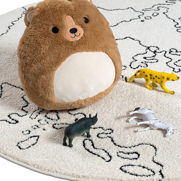 Teppich-Traum Kinderteppich Teppich Kinderzimmer rund Weltkarte Lernteppich weich pflegeleicht Spiel