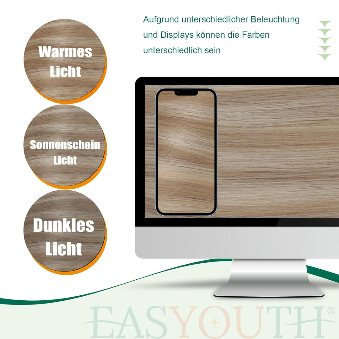 Easyouth Zopf Extensions Echthaar Pferdeschwanz Extensions Echthaar Farbe Golden Blonde Mix Mittelbl