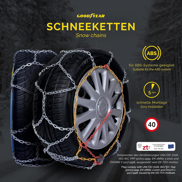Goodyear 77933 Schneeketten 12 mm für SUV, Lieferwagen und Wohnmobil mit Selbstspannsystem, Grösse 2