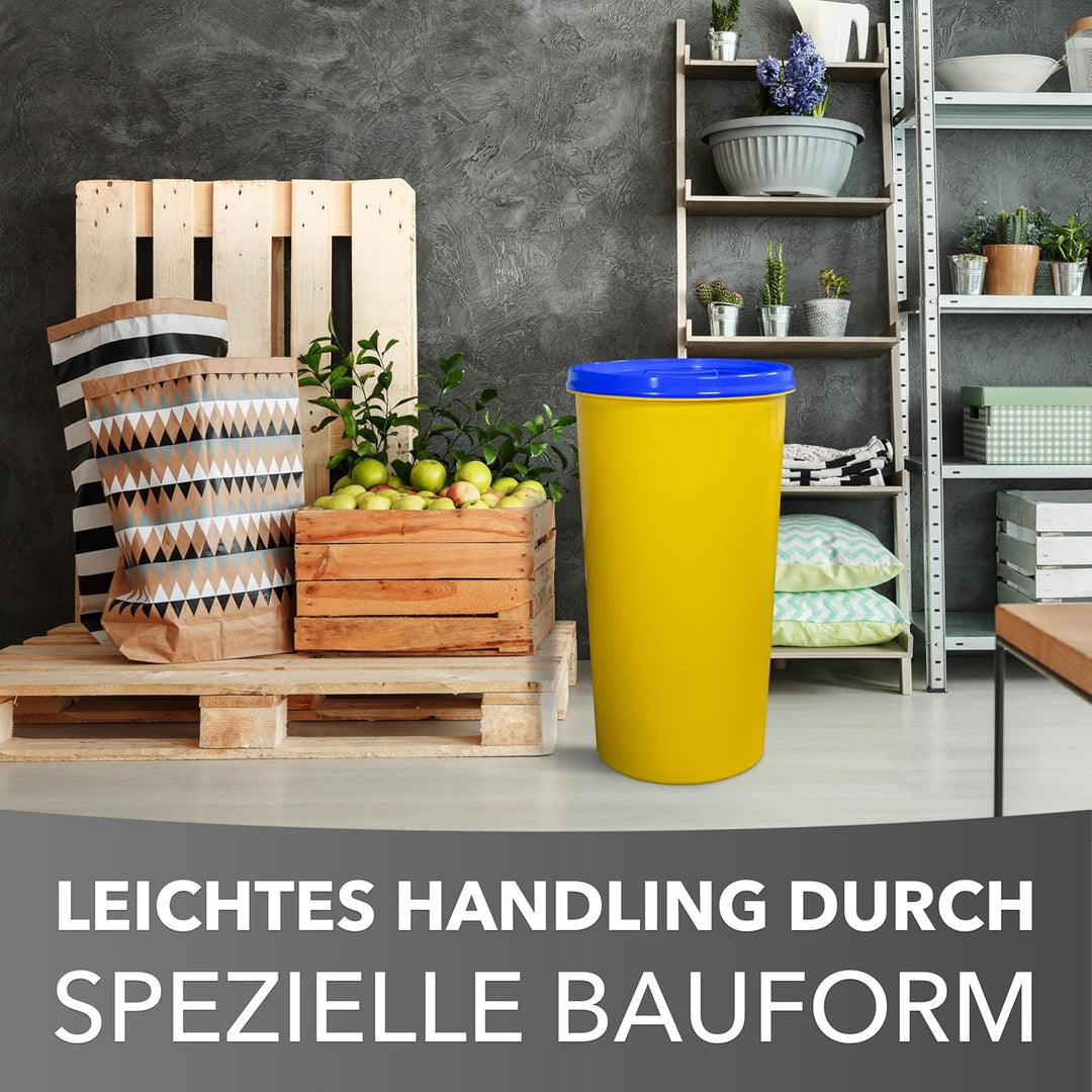 Mülleimer 60l mit geruchsdichtem Deckel (Blau), Gelber Sack Ständer, Made in Germany, Müllsackstände