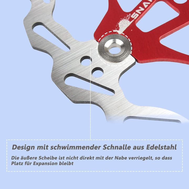 Jane Eyre Fahrrad Schwimmende Bremsscheibe 160mm/180mm/203mm mit 6 Schrauben für MTB Rennrad(Rot 160