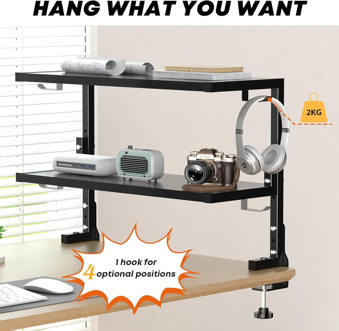 PUTORSEN 24-Zoll Clamp-on Schreibtisch Organizer - 2 Tier Schreibtisch Regal DIY Regal unter Schreib