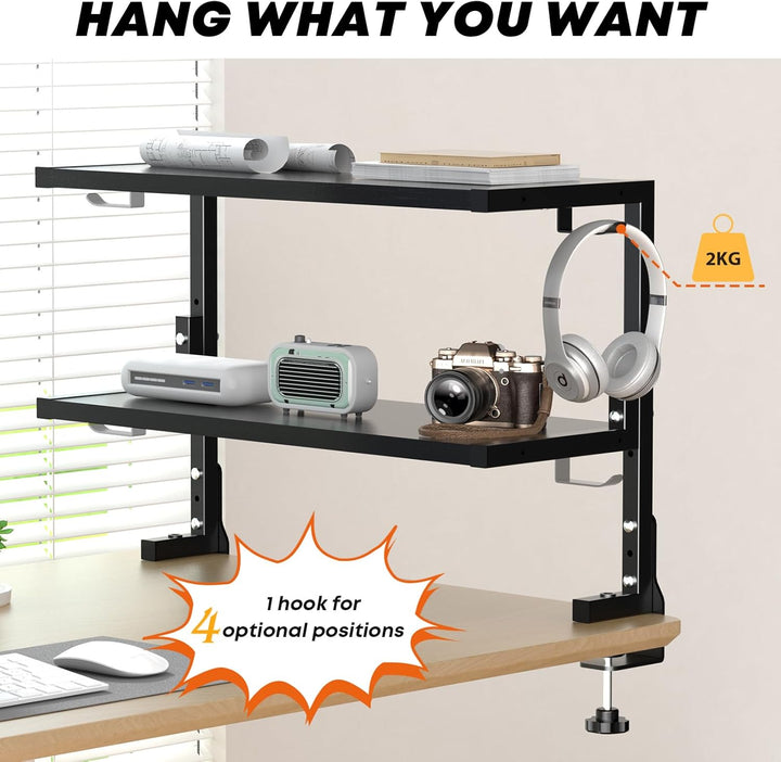 PUTORSEN 24-Zoll Clamp-on Schreibtisch Organizer - 2 Tier Schreibtisch Regal DIY Regal unter Schreib