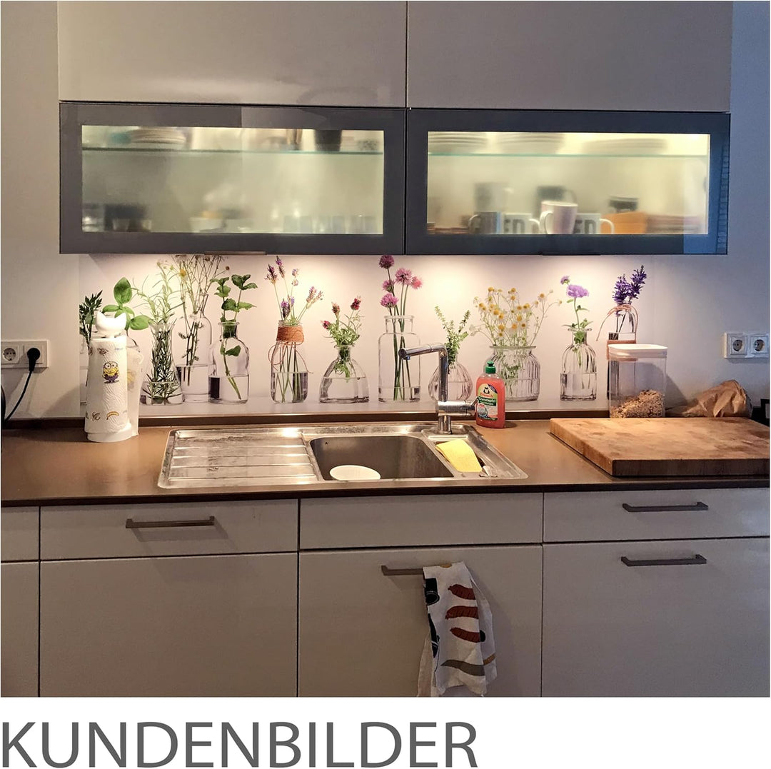 StickerProfis Küchenrückwand selbstklebend Glasoptik - KRÄUTERGLÄSER - 1.8mm, Versteift, alle Unterg