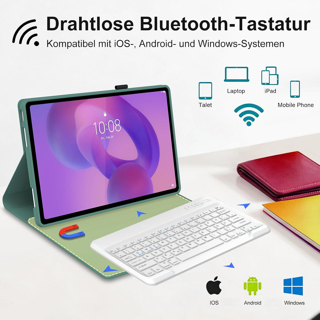 Hülle Tastatur für Lenovo Idea Tab Plus 12.1 Zoll 2025(TB361ZU/TB361FU) | Mit Magnetisch Abnehmbarer