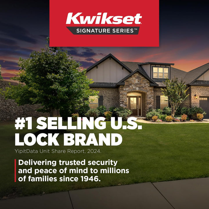 Kwikset 97402-854 Pismo Türknauf mit Schlüssel und SmartKey-Sicherheit, rund, Eisen-Schwarz Square S