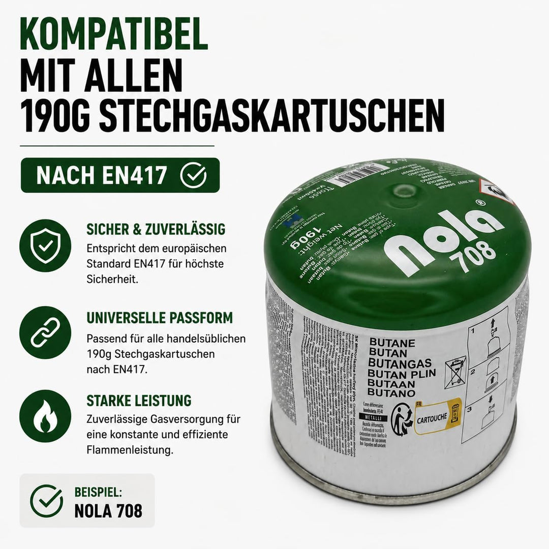 NOLA Campinglampe Gas mit Piezo inkl 3 Glühstrümpfen Gaslampe Licht regulierbar