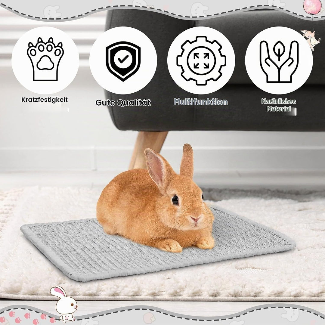 UPINS Kratzmatte für Kaninchen, 2 Stück Sisal Teppich für Krallen- und Zahnpflege, Bettwäsche zum Be