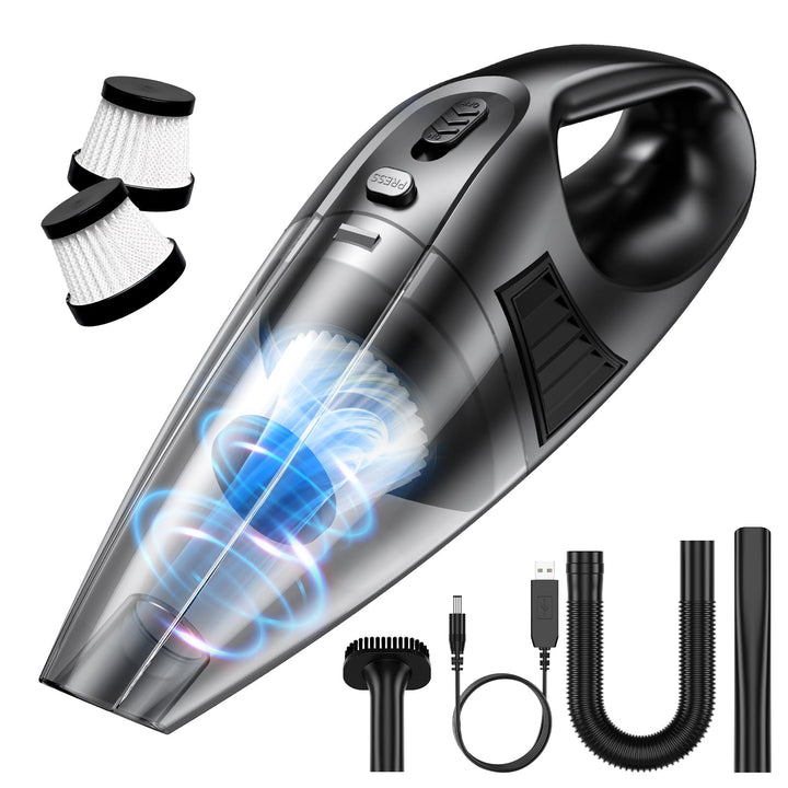 Handstaubsauger Kabelloser, 120W Motor, 60.000 U/min Saugleistung, 9.000 Pa, 2 waschbare Filter, 3 D