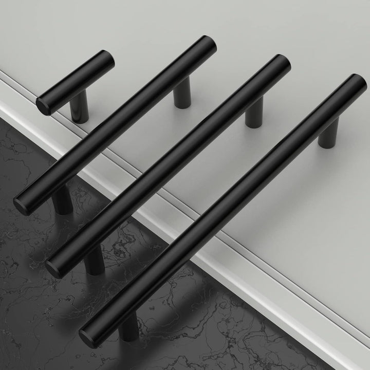 Amerdeco 10 Stück Möbelgriffe Edelstahl Schwarz 192mm Lochabstand Schrankgriffe für Küche, Schublade
