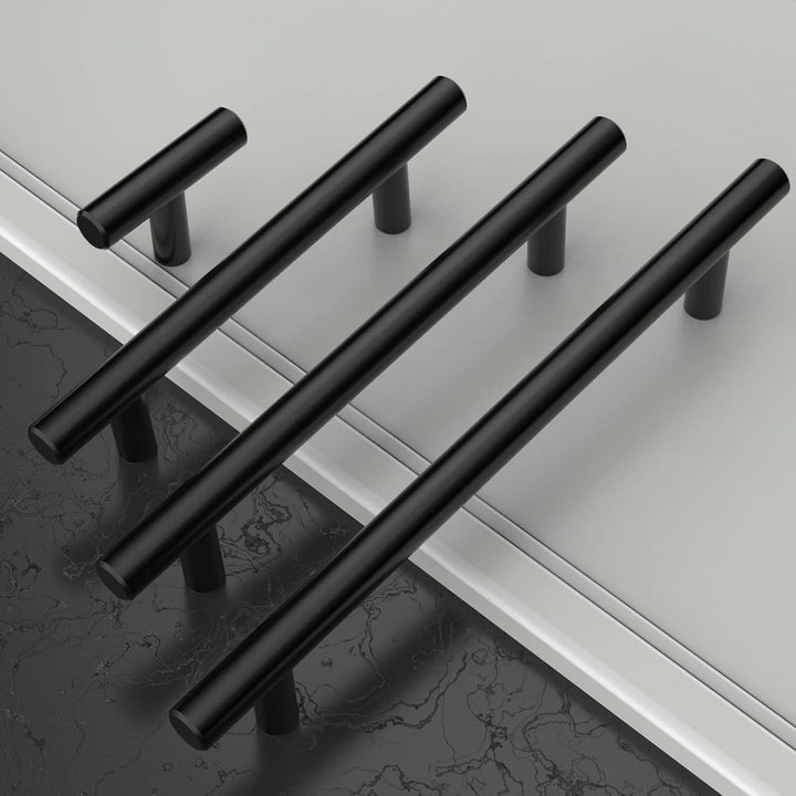 Amerdeco 12 Stück Möbelgriffe Edelstahl Schwarz Schrankgriffe Küchengriffe 128mm Lochabstand Schubla