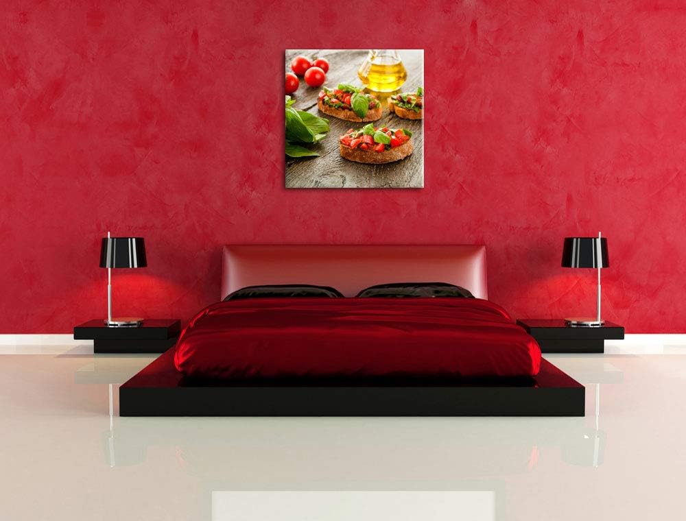 Italienische Bruchetta, Format: 70x70 auf Leinwand, XXL riesige Bilder fertig gerahmt mit Keilrahmen