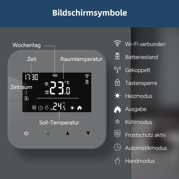 Beok Thermostat Fussbodenheizung WiFi Für Wasser Fussbodenheizung und Gaskessel, Tuya Smart Raumther