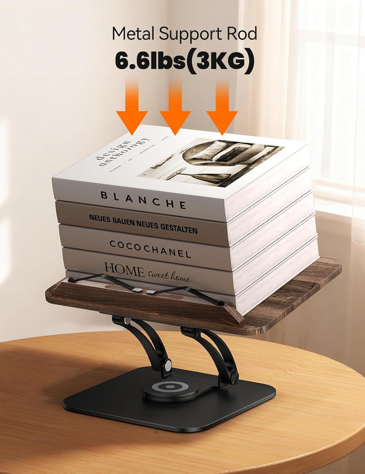 Tounee Buchständer, Verstellbarer Buchhalter mit 360° drehbarer Basis, Kochbuchständer, Rezeptbuchha