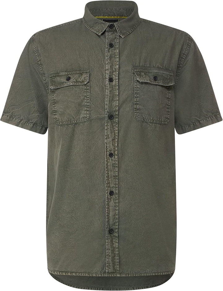 Street One MEN Herren Hemd in Washedoptik L Mud Green, L Mud Green
