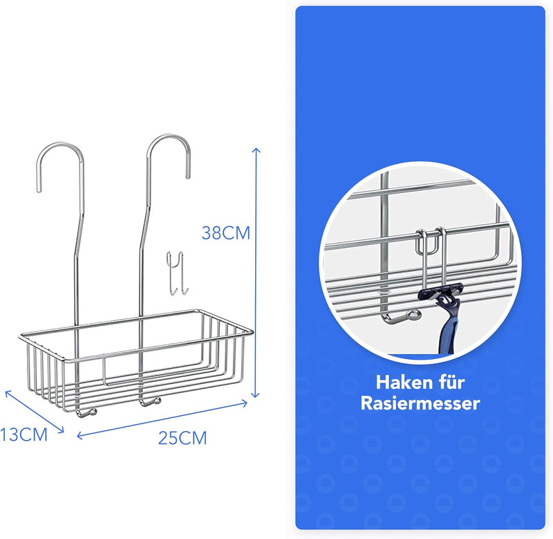 Bamodi Duschablage zum Hängen Edelstahl Rostfrei - Duschkorb zum Einhängen in die Armatur - Duschreg
