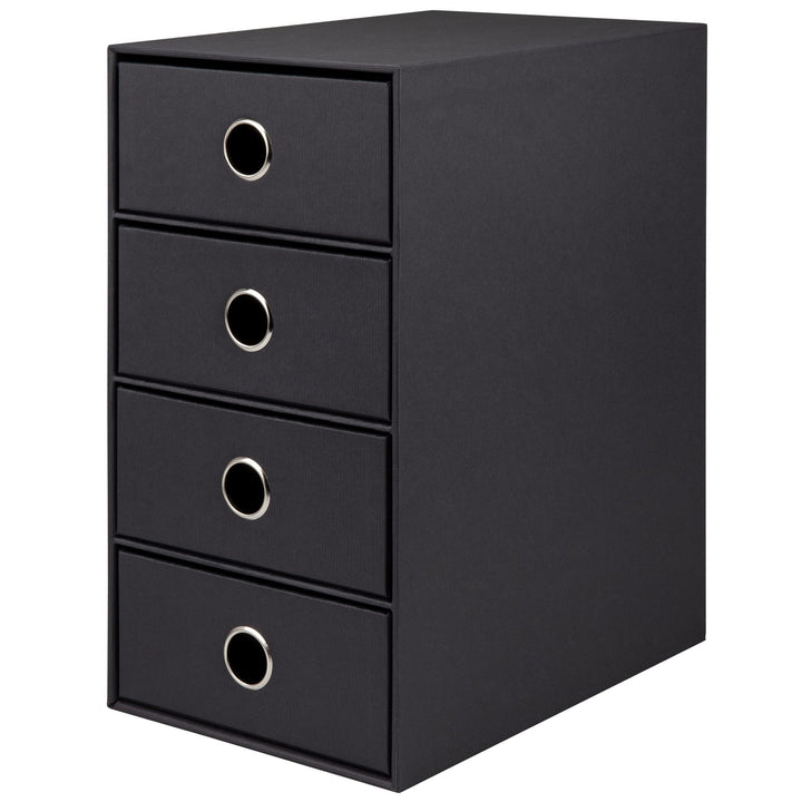 Rössler 1524452704 - S.O.H.O. 4er Schubladenbox für DIN A5, mit Griffloch, Schwarz, 250 x 175 x 320