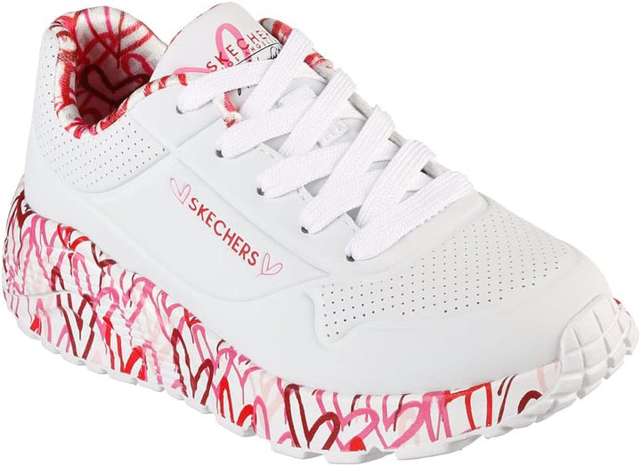 Skechers Mädchen Uno Lite Lovely Luv Sneaker 37 EU White Synthetic Red Pink Trim, 37 EU White Synthe