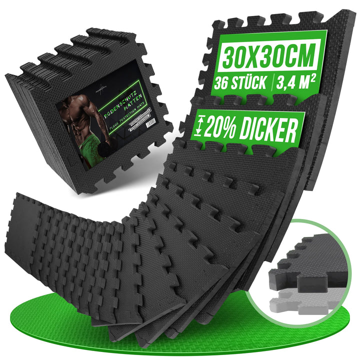 Bodenschutzmatte Sets mit [30x30cm] oder [60x60cm] extra dicke Bodenmatten [20% mehr Schutz] - Rutsc