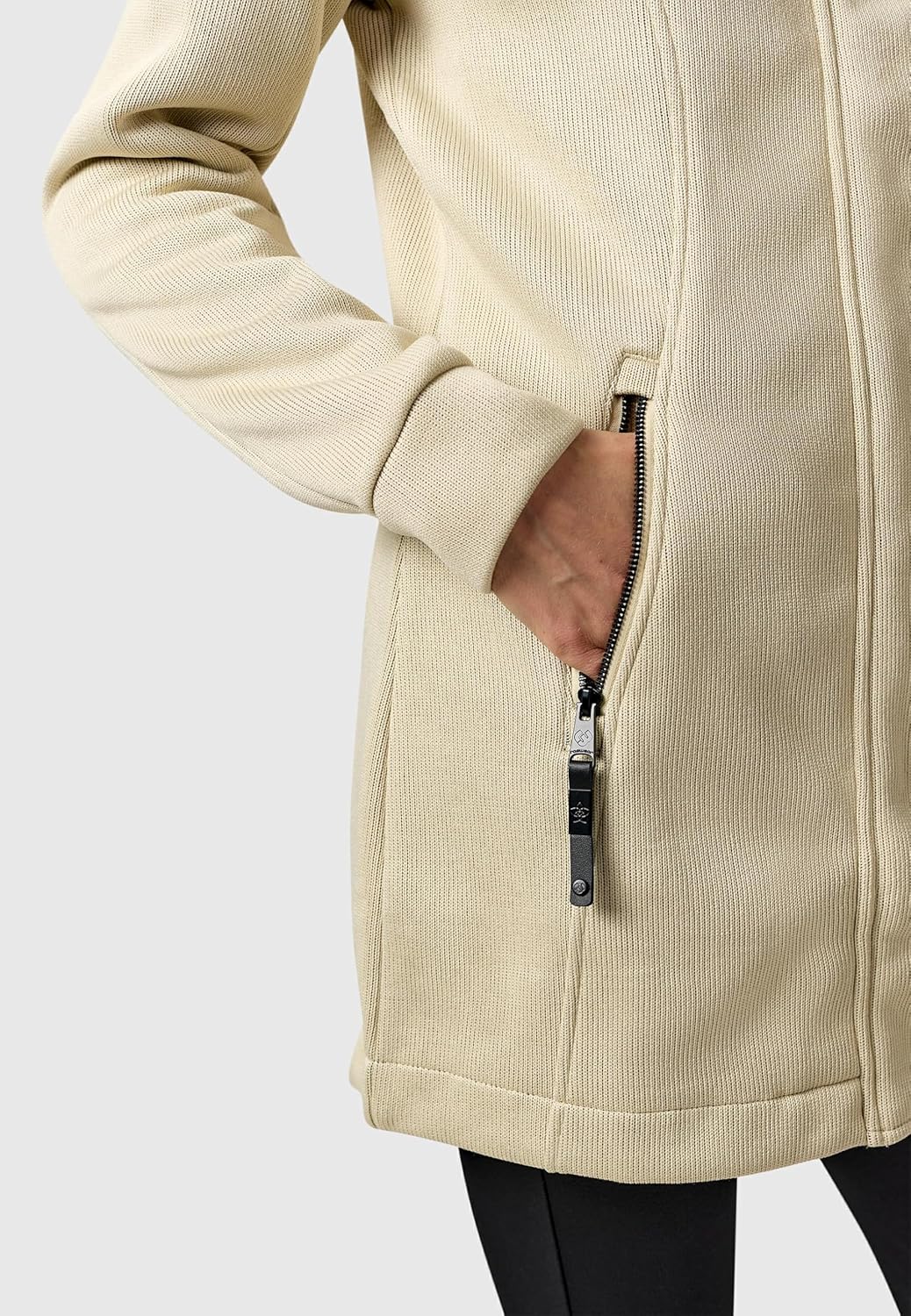 Ragwear Damen Leichter Sweat-Übergangsmantel lang windabweisendl mit hohem Kragen Letrice Bonded XS-