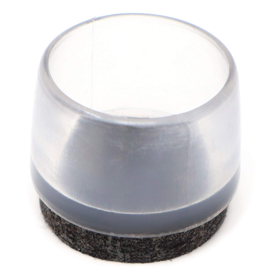 Adsamm® / 32 x Stuhlbeinkappen mit Filz / Transparent / Ø 21 - 22 mm / rund / Filz-Möbelgleiter für