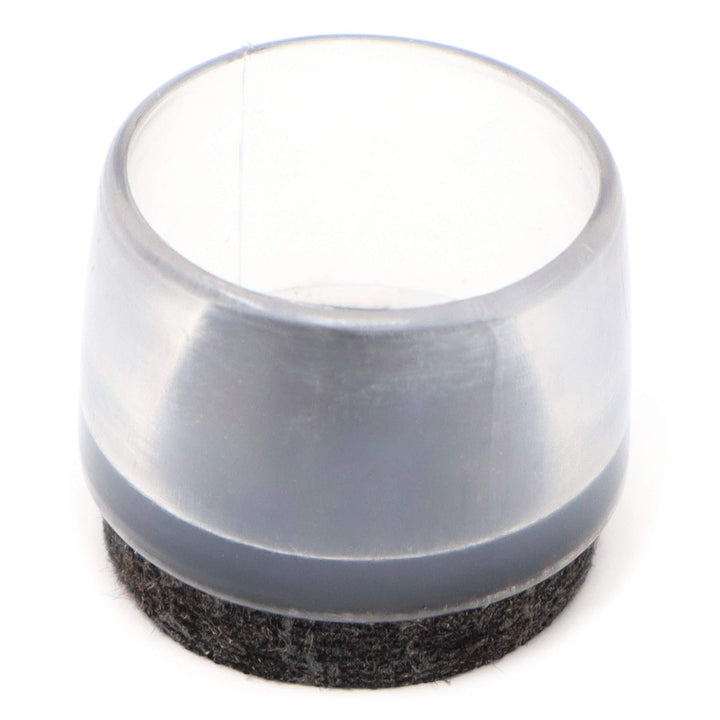 Adsamm® / 32 x Stuhlbeinkappen mit Filz / Transparent / Ø 21 - 22 mm / rund / Filz-Möbelgleiter für