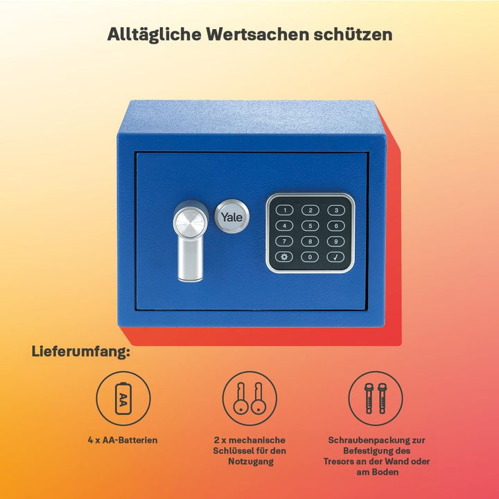 Yale Elektronischer Tresor - YSV/170/DB2/B - Mini - Blau - Standardsicherheit Blue Mini New Version