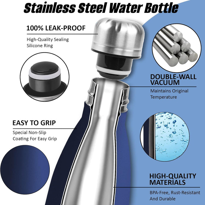 Trinkflasche Edelstahl, Trinkflasche 1l, BPA-Freie, Isolierflasche Doppelwandig, Wasserflasche Sport
