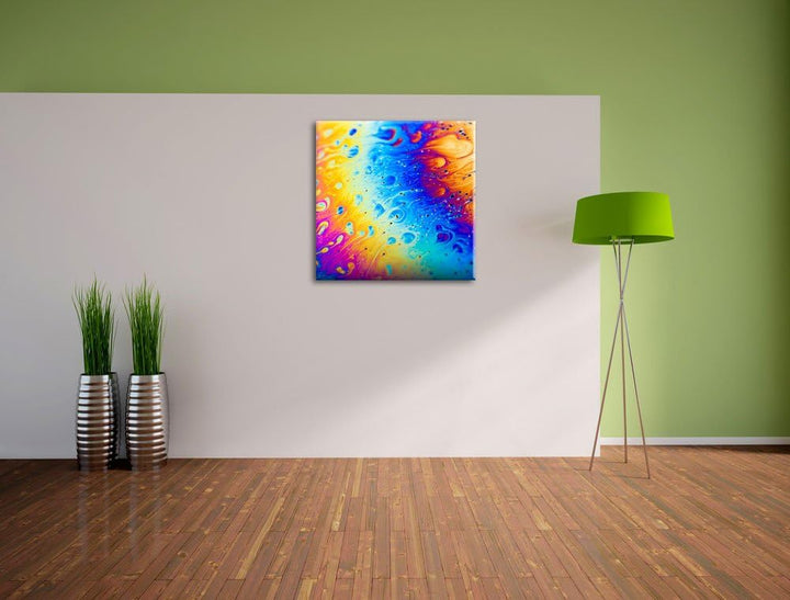 Pixxprint Bunte Farben, Format: 70x70 auf Leinwand, XXL riesige Bilder fertig gerahmt mit Keilrahmen