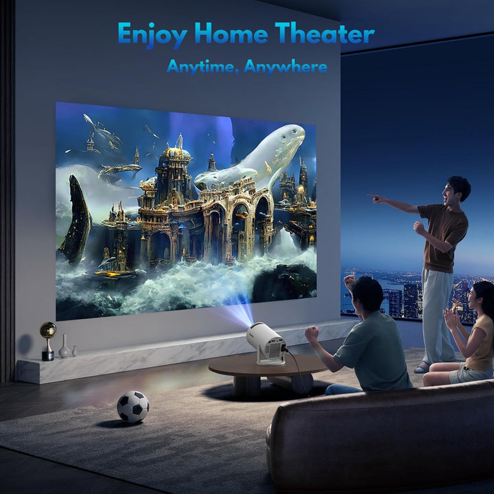 Mini Beamer, 1080P 4K Support 180°Dreh Tragbarer Streaming-Projektor, Klein Videoprojektor Unterstüt