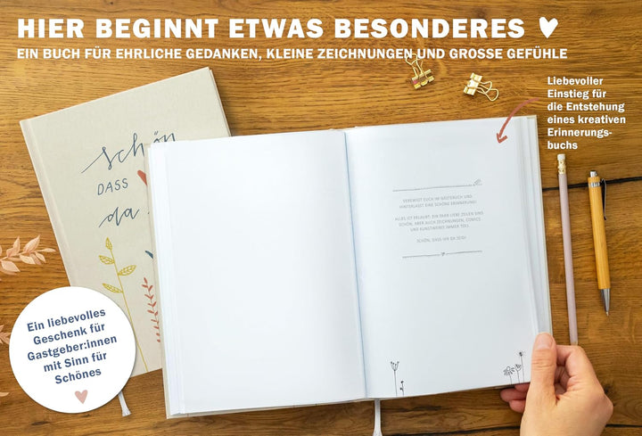 Eine der Guten Gästebuch für Hochzeit, Geburtstag und Ferienwohnung, Creme | 144 blanko Seiten, Hard