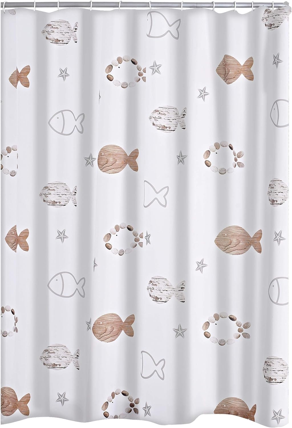 RIDDER Duschvorhang Textil Fishes inkl. Ringe beige 180x200 cm