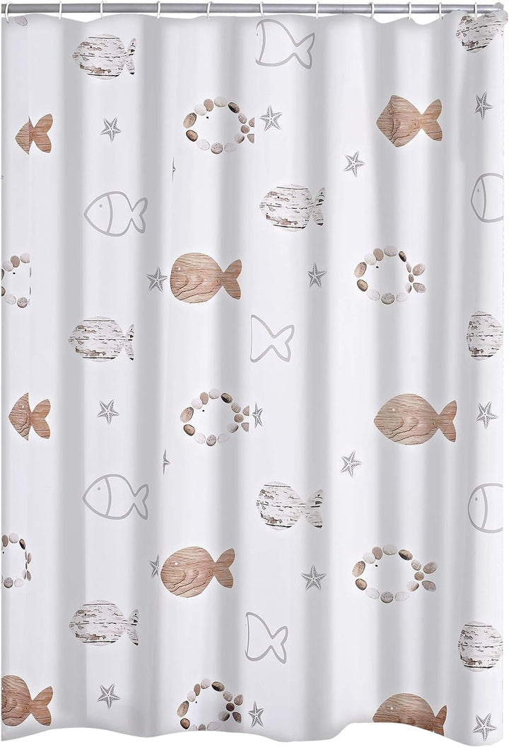 RIDDER Duschvorhang Textil Fishes inkl. Ringe beige 180x200 cm