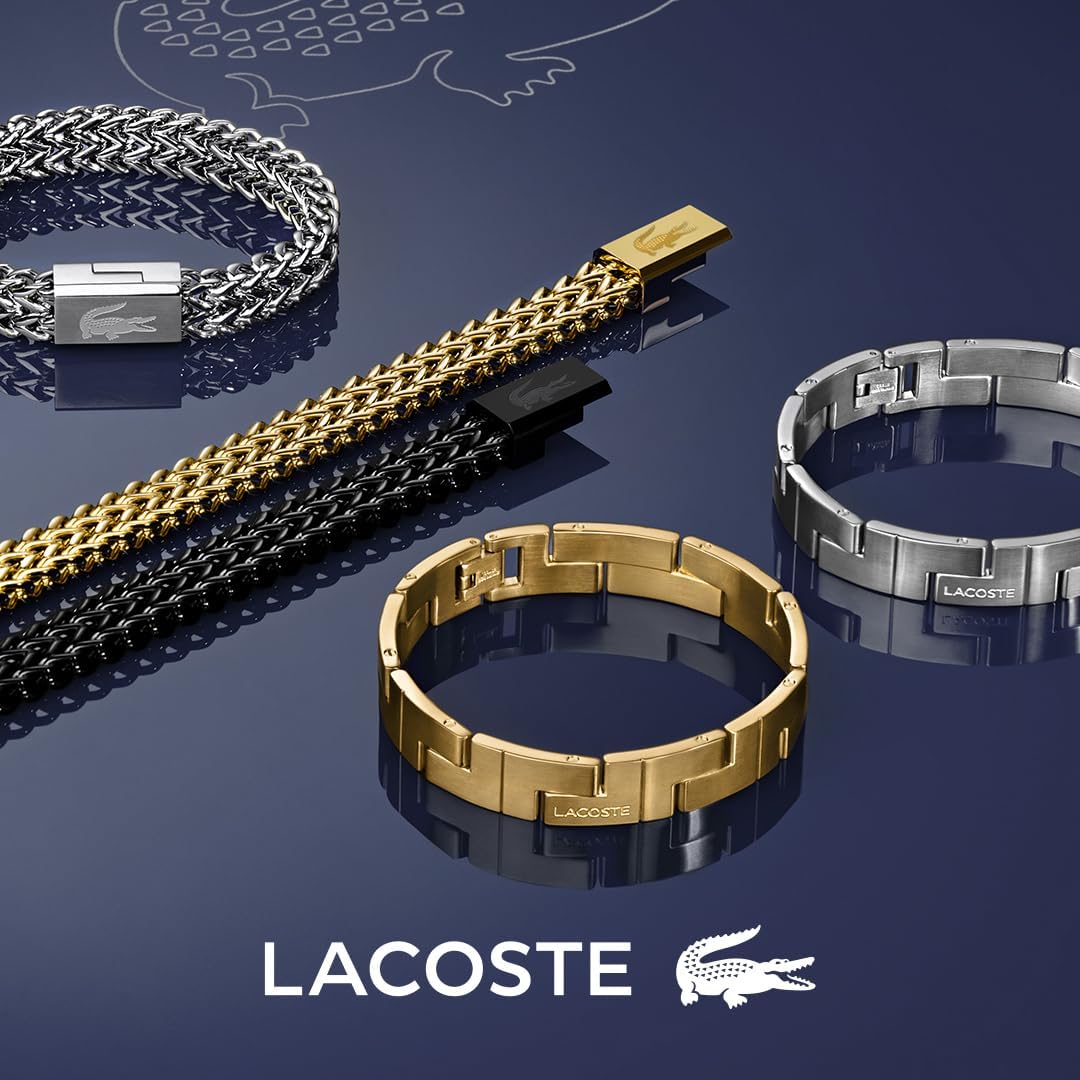 Lacoste Armband mit Knebelverschluss für Herren Kollektion CATENA aus Edelstahl Silver, Silver