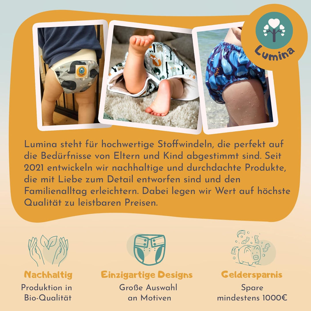 Lumina Wetbag XL – Nassbeutel für Stoffwindeln, Kindergarten & Schwimmsachen – Windeltasche mit 2 Re