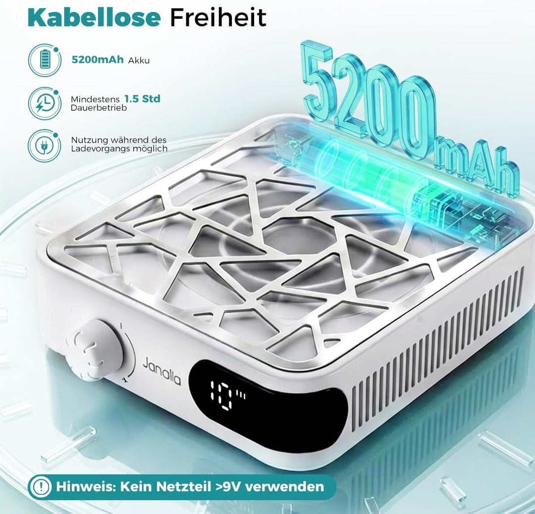 Janolia Nagelstaubsauger - Kabellos, 6000 U/min & 10-stufig Einstellbar, mit 30 Filterpapieren für S