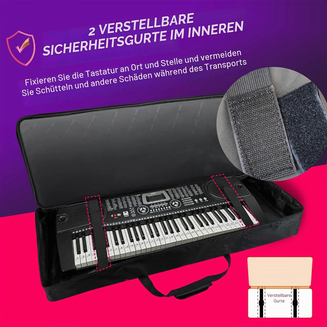 Ruibo Keyboardtasche 61 Tasten,Gigbag 600D Oxford-Tuch mit 10 mm Baumwoll-Gepolstert,Tragbar Langleb