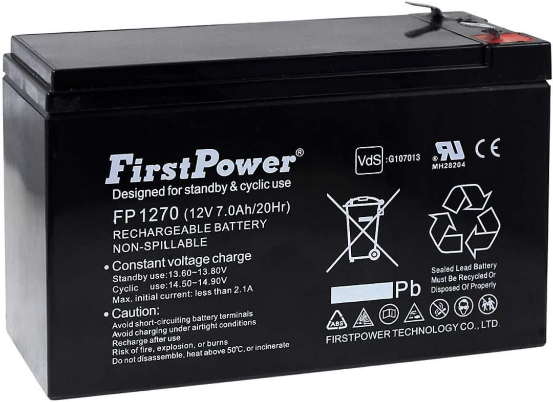 FirstPower Blei-Gel-Akku für USV APC Smart-UPS SURT1000RMXLI 7Ah 12V, 12V, Lead-Acid