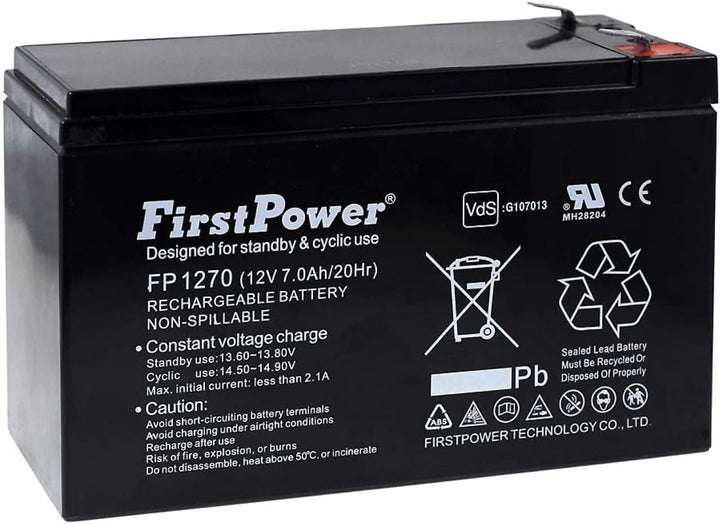 FirstPower Blei-Gel-Akku für USV APC Smart-UPS SURT1000RMXLI 7Ah 12V, 12V, Lead-Acid