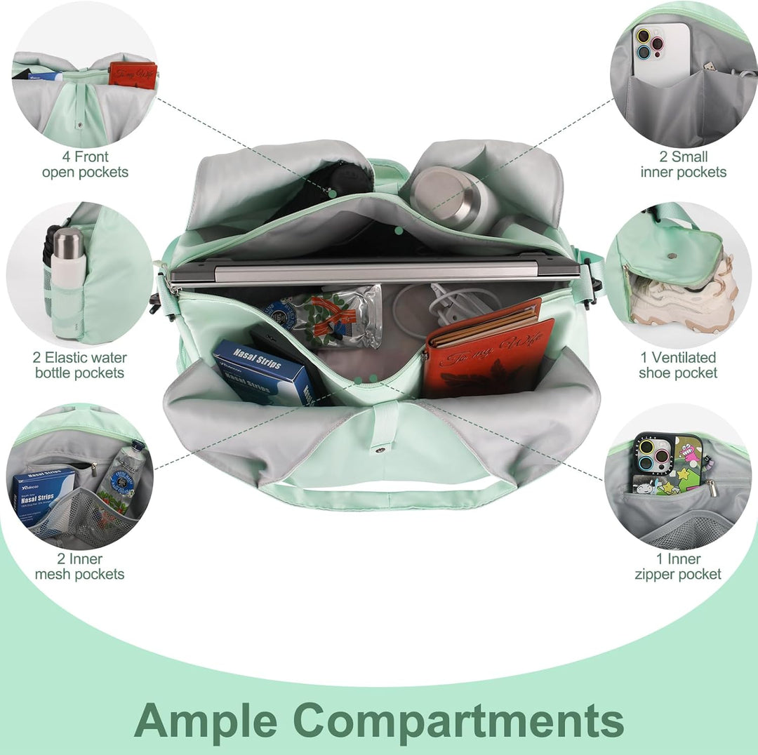 Sporttasche Damen Yogatasche Gross,Sporttasche Reisetasche mit Schuhfach,Wasserdicht Tragetasche für
