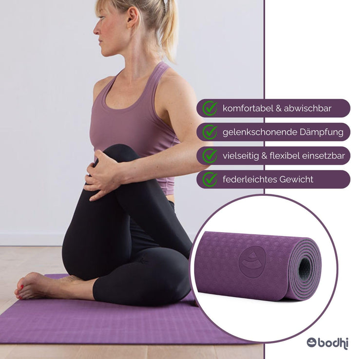 Bodhi Yoga Starter-Set Komplett | rutschfeste Yogamatte aus TPE inkl. 2 Yogablöcken aus Eva (Moosgum