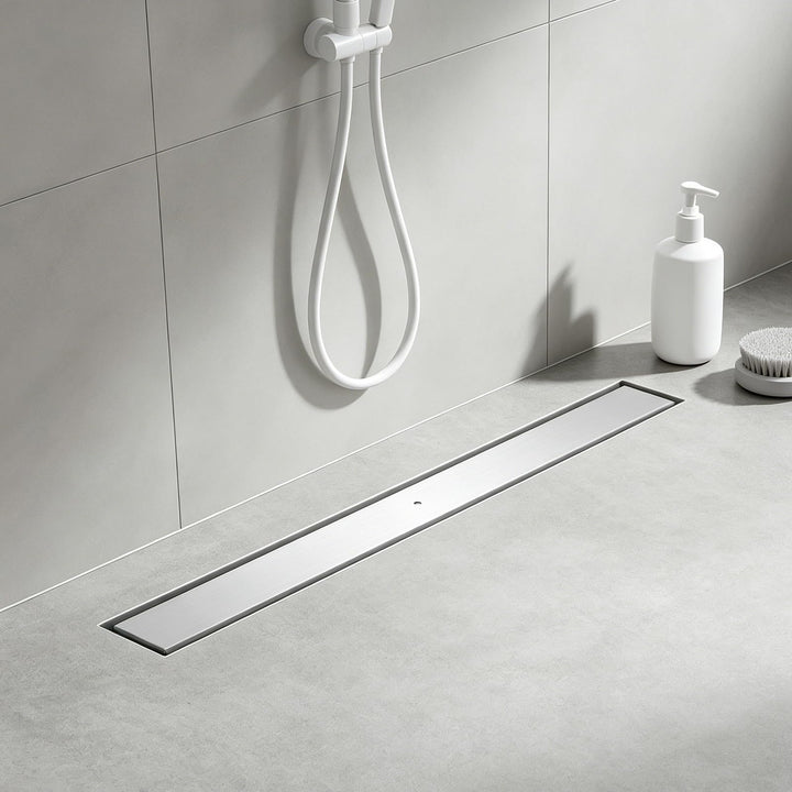Duschrinne Befliesbar 80cm Gebürstet, 360° Siphon mit Geruchsstop und Haarsieb, 304 Edelstahl Ablauf