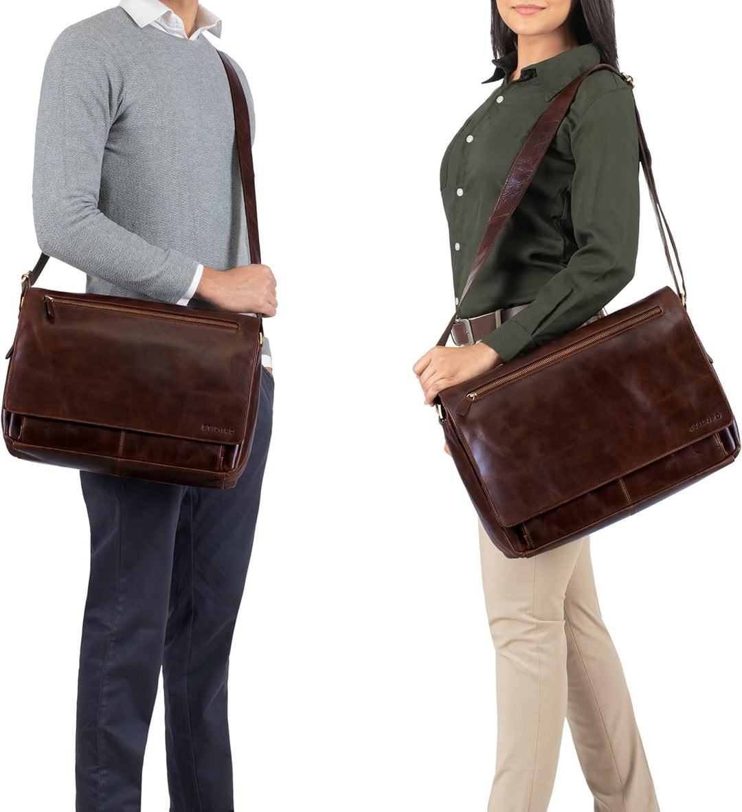 STILORD 'Jan' 15,6 Zoll Laptoptasche Leder Herren Damen Umhängetasche Unitasche Aktentasche Freizeit