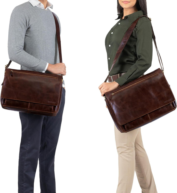 STILORD 'Jan' 15,6 Zoll Laptoptasche Leder Herren Damen Umhängetasche Unitasche Aktentasche Freizeit