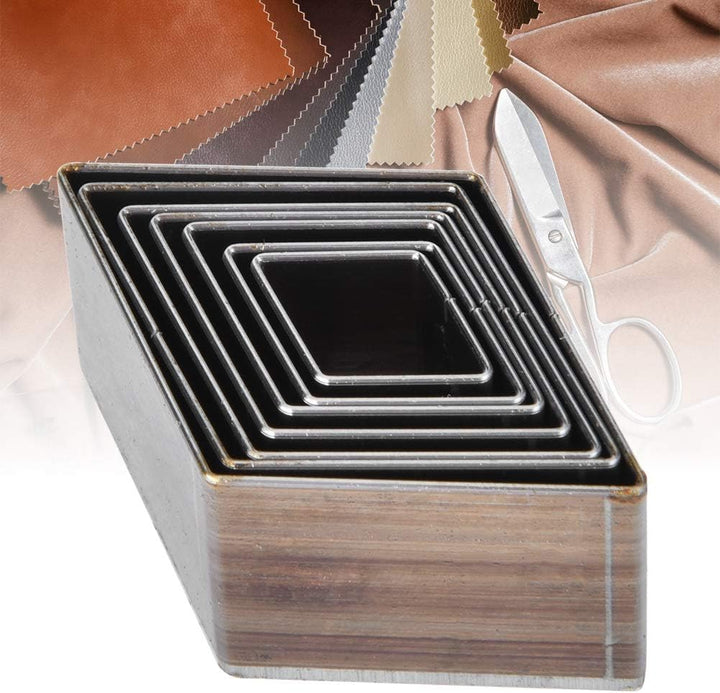 Stanzen Schneide, 7 Stück 20-50mm Stanzwerkzeug Lederhandwerk DIY Quadrat Schneidform für Lederhandw