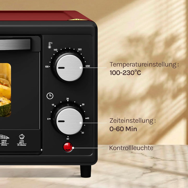 WOLTU Minibackofen 12 Liter, 800 Watt Toasterofen | Pizzaofen | Backblech mit Timer Mini Backofen fü